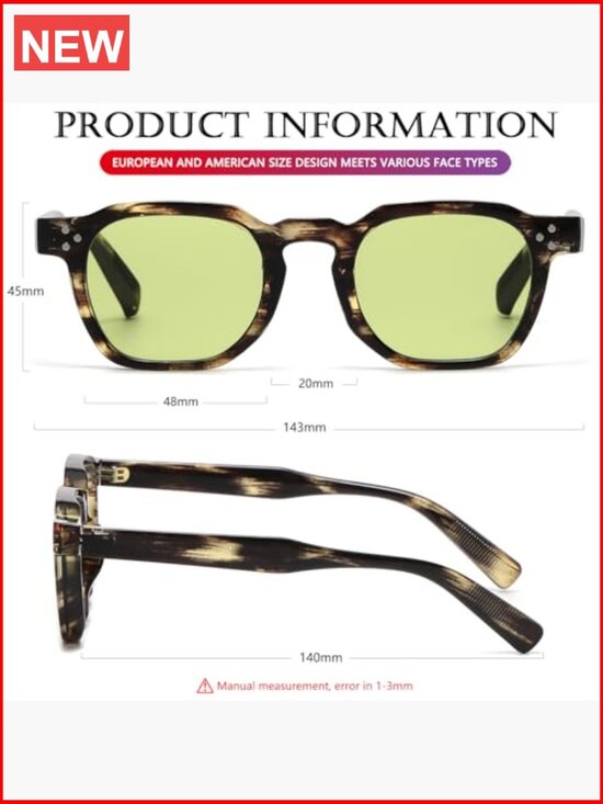 Retro Square Thick Frames Sunglasses UV400 Protection Unisex